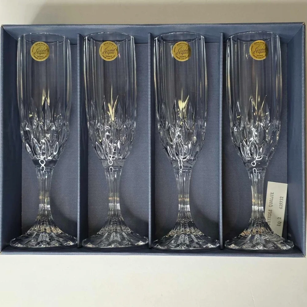 Cristal d'Arques Bretagne Crystal Champagne Flutes 8 1/8